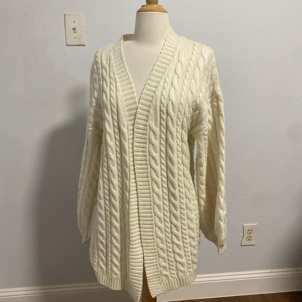 Petal and Pup Chunky Sweater S/XS Minimlaist Open Front Cable Knit Cardigan
